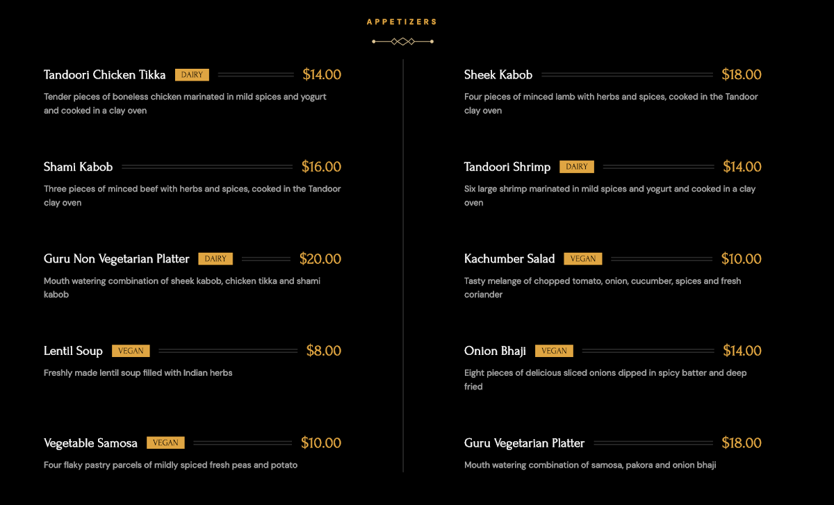 Guru Indian Restaurant Menu - Image 6